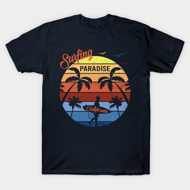 Funny T shirt Surfing Paradise- California best gift T-Shirt for Mens T-Shirt by Meryarts